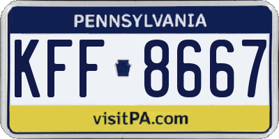 PA license plate KFF8667