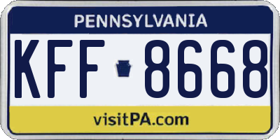 PA license plate KFF8668