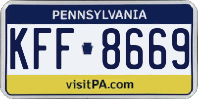 PA license plate KFF8669