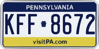 PA license plate KFF8672