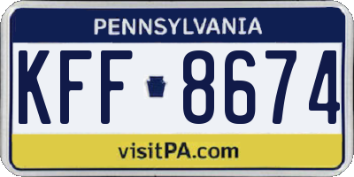 PA license plate KFF8674