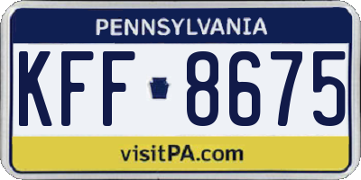 PA license plate KFF8675