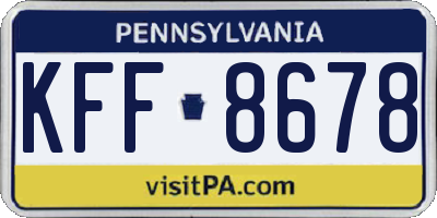 PA license plate KFF8678
