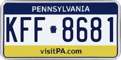 PA license plate KFF8681
