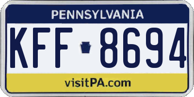 PA license plate KFF8694