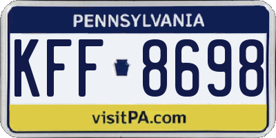 PA license plate KFF8698