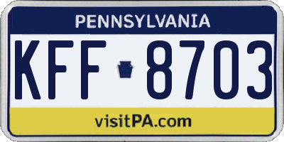 PA license plate KFF8703