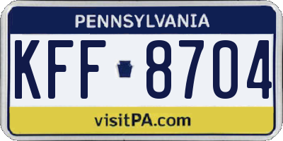 PA license plate KFF8704