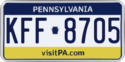 PA license plate KFF8705
