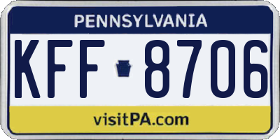 PA license plate KFF8706
