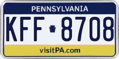 PA license plate KFF8708