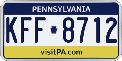 PA license plate KFF8712