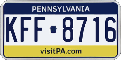 PA license plate KFF8716