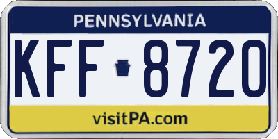 PA license plate KFF8720