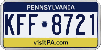 PA license plate KFF8721