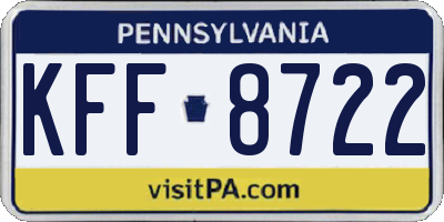PA license plate KFF8722