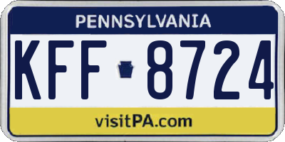 PA license plate KFF8724