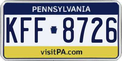 PA license plate KFF8726