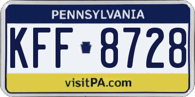 PA license plate KFF8728