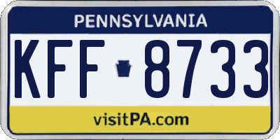 PA license plate KFF8733