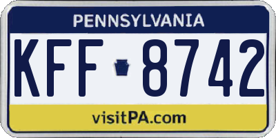 PA license plate KFF8742