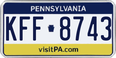 PA license plate KFF8743