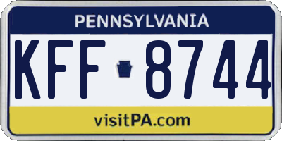 PA license plate KFF8744