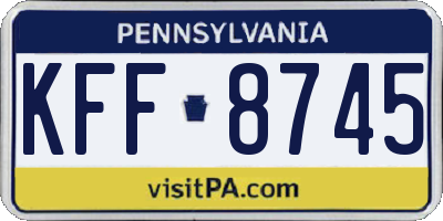 PA license plate KFF8745
