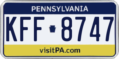 PA license plate KFF8747