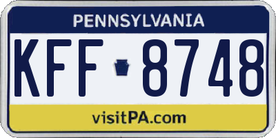 PA license plate KFF8748