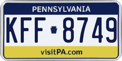 PA license plate KFF8749