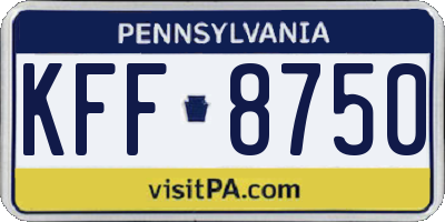 PA license plate KFF8750