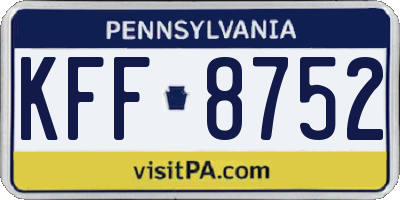 PA license plate KFF8752