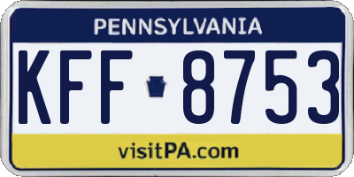 PA license plate KFF8753