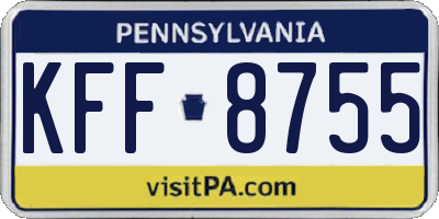 PA license plate KFF8755