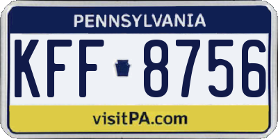 PA license plate KFF8756