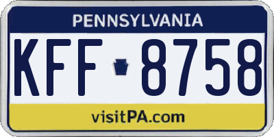 PA license plate KFF8758