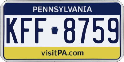 PA license plate KFF8759