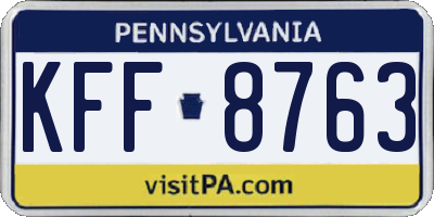 PA license plate KFF8763