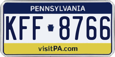 PA license plate KFF8766