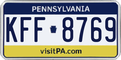 PA license plate KFF8769