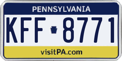 PA license plate KFF8771