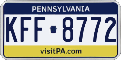 PA license plate KFF8772