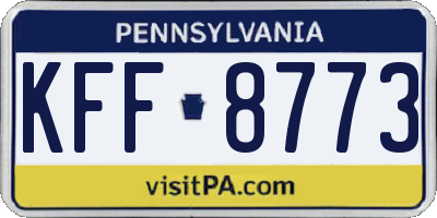 PA license plate KFF8773