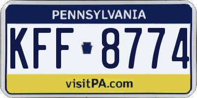 PA license plate KFF8774