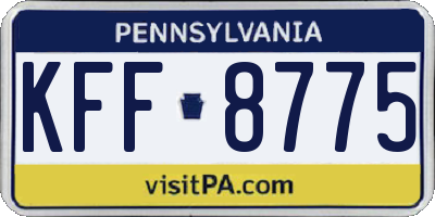 PA license plate KFF8775