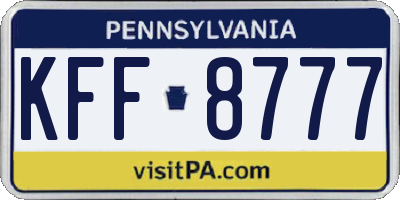 PA license plate KFF8777