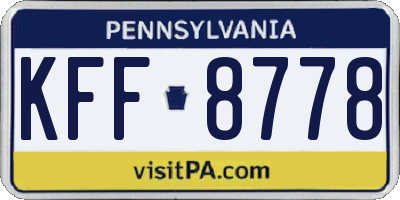 PA license plate KFF8778