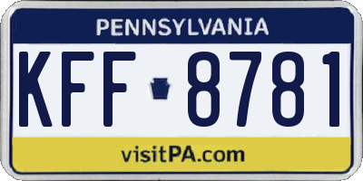 PA license plate KFF8781