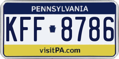 PA license plate KFF8786